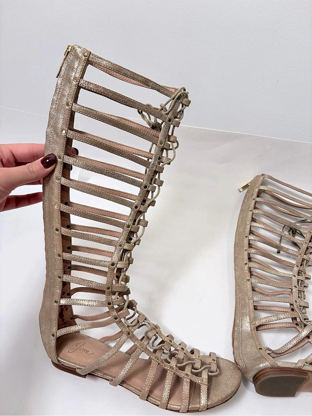 Joie Metallic Gold Tall Gladiator Sandals – EU 36.5 / Approx. US 6.5